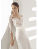 Three Quarter Sleeve Ivory Lace Satin Wedding Dress Three Quarter Sleeve Ivory Lace Satin Wedding Dress